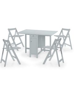 Savoy Wooden Dining Table With 4 Chairs In Light Grey