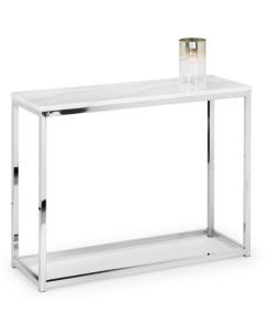 Scala White Marble Top Console Table With Chrome Legs