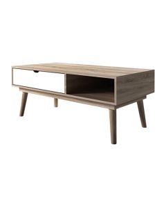 Scandi Oak Wooden Coffee Table With White Drawer