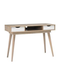 Scandi Oak Wooden Computer Desk With White Drawers