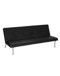 Seattle Faux Leather Sofa Bed In Black With Chrome Legs