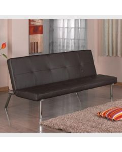 Seattle Faux Leather Sofa Bed In Brown With Chrome Legs