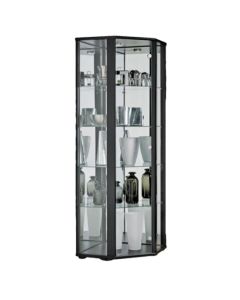 Selby 1 Door Corner Display Cabinet In Black With 5 Shelves