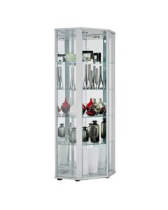 Selby 1 Door Corner Display Cabinet In Silver With 5 Shelves