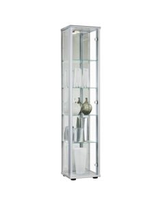 Selby 1 Door Display Cabinet In Silver With 5 Shelves