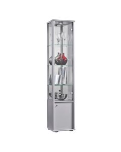 Selby 1 Door Display Cabinet In Silver With Base Unit And 4 Shelves