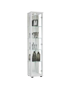 Selby 1 Door Display Cabinet In White With 5 Shelves