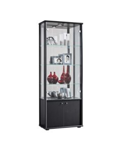 Selby 2 Doors Display Cabinet In Black With Base Unit And 4 Shelves