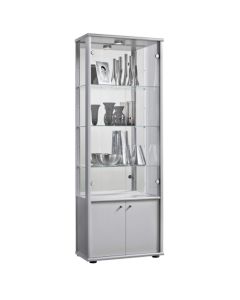 Selby 2 Doors Display Cabinet In Silver With Base Unit And 4 Shelves