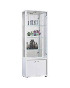 Selby 2 Doors Display Cabinet In White With Base Unit And 4 Shelves