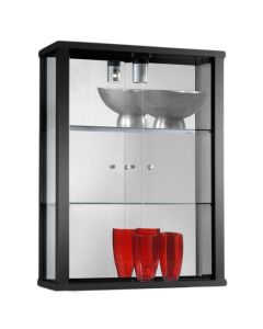 Selby Wall Mounted Display Cabinet In Black With 3 Shelves