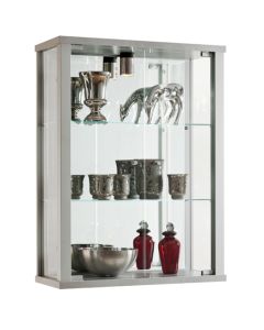 Selby Wall Mounted Display Cabinet In Silver With 3 Shelves