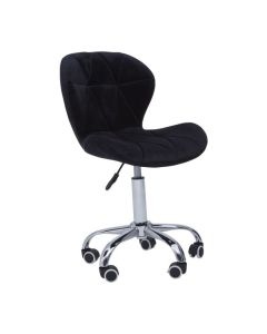 Senton Velvet Upholstered Home And Office Chair In Black With Swivel Base