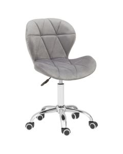 Senton Velvet Upholstered Home And Office Chair In Grey With Swivel Base