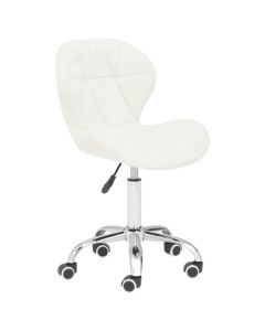 Senton Velvet Upholstered Home And Office Chair In White With Swivel Base