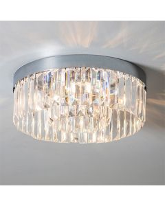 Shimmer Clear Crystal 5 Lights Flush Ceiling Light In Chrome