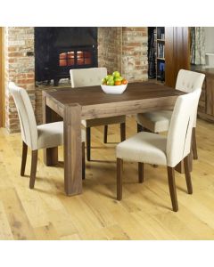 Mayan Wooden Dining Table In Walnut With 4 Vrux Biscuit Chairs