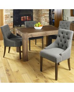 Mayan Wooden Dining Table In Walnut With 4 Vrux Slate Armchairs