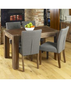 Shiro Extending Wooden Dining Table In Walnut With 6 Vrux Slate Chairs