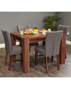 Shiro Large Wooden Dining Table In Walnut With 6 Vrux Slate Chairs