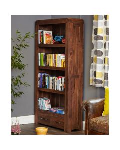 Shiro Large Wooden 2 Drawers Bookcase In Walnut