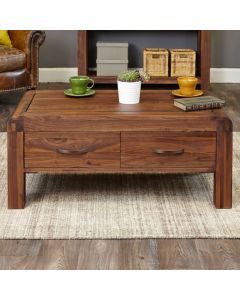 Shiro Wooden 4 Drawers Coffee Table In Walnut