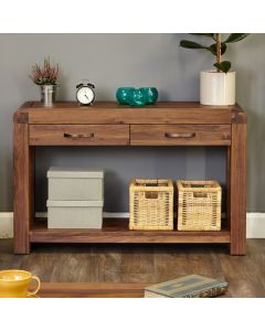 Shiro Wooden Console Table In Walnut With 2 Drawers