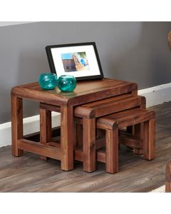 Shiro Wooden Nest of 3 Coffee Tables In Walnut