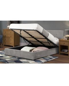 Shoreditch Velvet Lift-Up Storage Double Bed In Slate