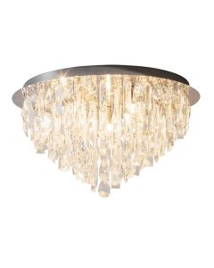 Siena Clear Crystal 5 Lights Flush Ceiling Light In Chrome