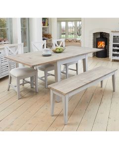 Signature Extending Square Dining Table In Grey With 2 Benches