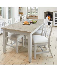 Signature Extending Wooden Dining Table In Grey With 6 Chairs