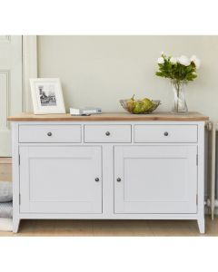 Signature Large Wooden Sideboard In Grey And Oak