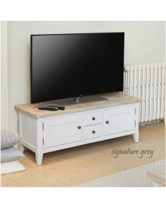 Signature Large Wooden TV Stand In Grey And Oak