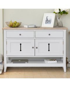 Signature Small Wooden Sideboard In Grey And Oak
