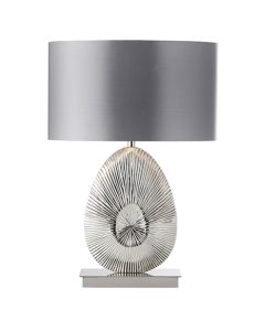 Simeto Grey Fabric Table Lamp In Polished Nickel