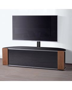 Sirius TV Stand Corner In Black High Gloss And Oak Walnut With Push Release Doors