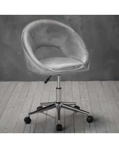 Skylar Velvet Upholstered Home And Office Chair In Grey