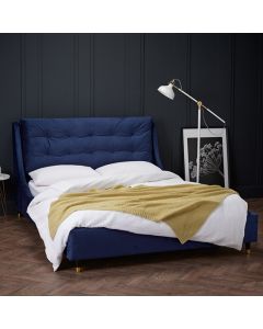 Sloane Velvet Upholstered King Size Bed In Blue