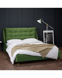 Sloane Velvet Upholstered King Size Bed In Green