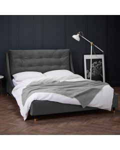 Sloane Velvet Upholstered King Size Bed In Grey