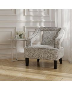 Sofia Textured Fabric Armchair In Elephant With Matte Black Legs