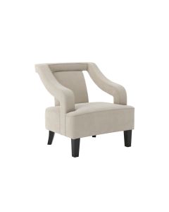 Sofia Velvet Armchair In Ivory With Matte Black Legs