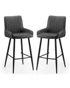 Soho Black Faux Leather Bar Stools In Pair