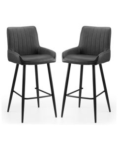 Soho Black Faux Leather Bar Stools In Pair