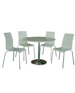 Soho Wooden Dining Set In White With 4 Chairs