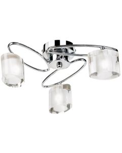 Sonata Clear And Frosted Crystal 3 Lights Semi Flush Ceiling Light In Chrome