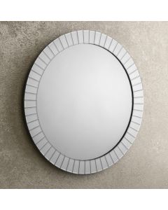 Sonata Large Round Wall Mirror In Silver