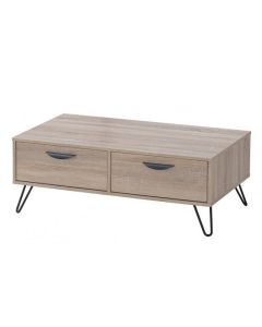 Sonoma Wooden Coffee Table In Oak Effect With Black Metal Legs