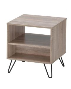 Sonoma Wooden Lamp Table In Oak Effect With Black Metal Legs
